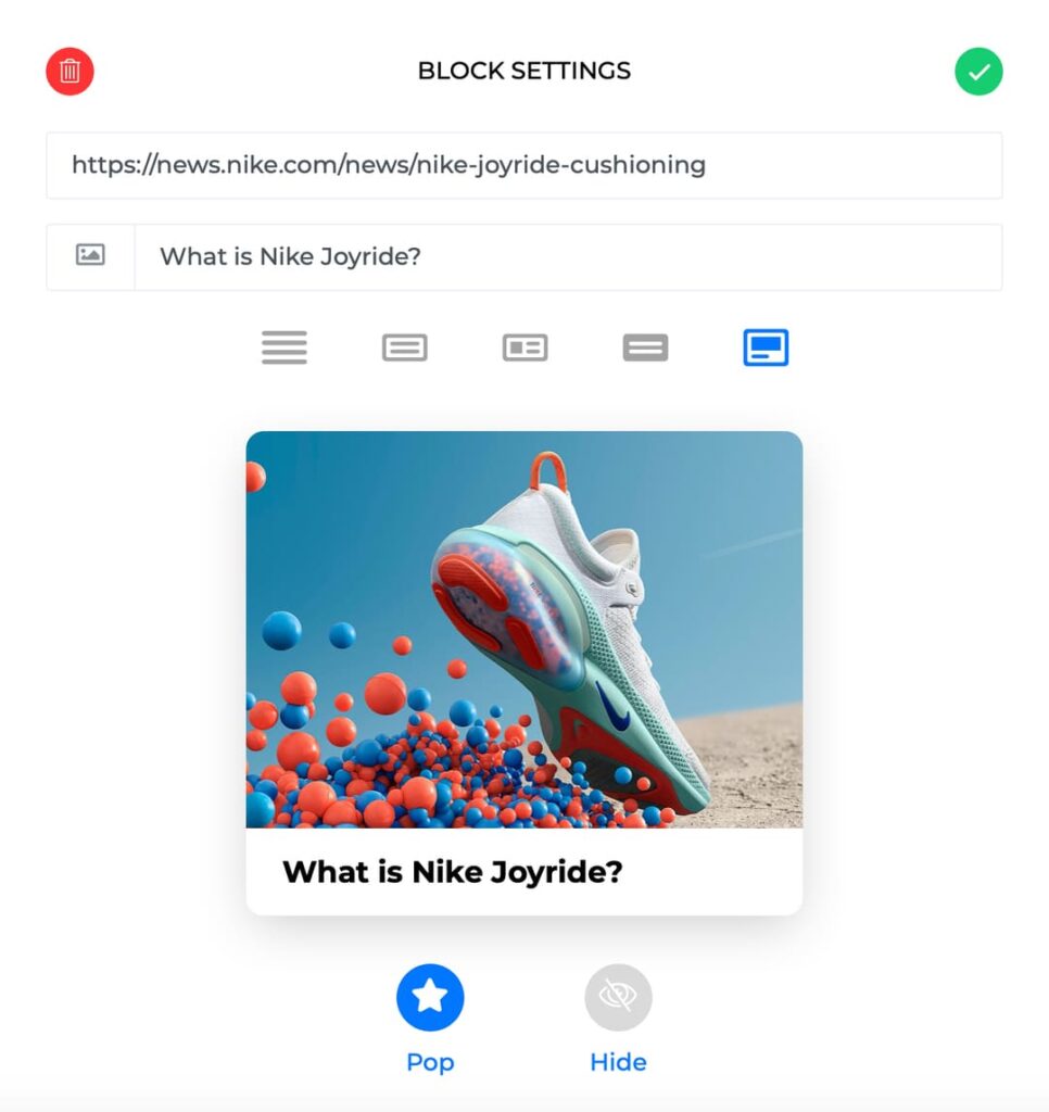 Shorby Rich Link Settings